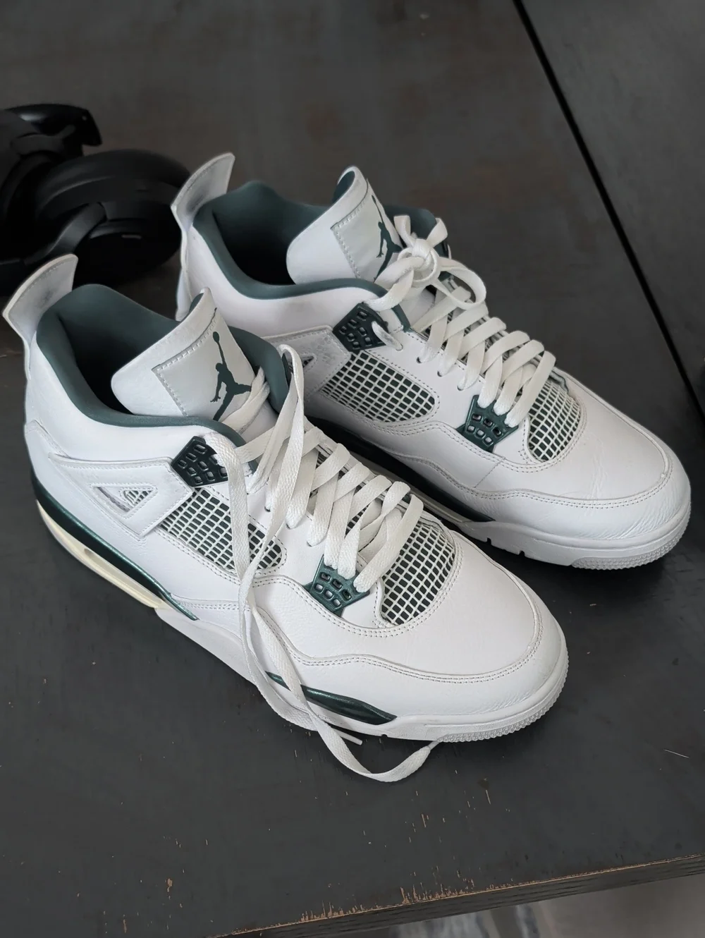 Jordan Men’s White Sneakers with Dark Green Accents